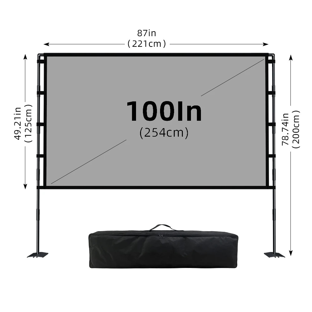 LEJIADA New Thicken Metal Iron Plate Double Bracket Anti Light Portable 4K HD Projection Screen Outdoor Camping 84/100/120 Inch image 3