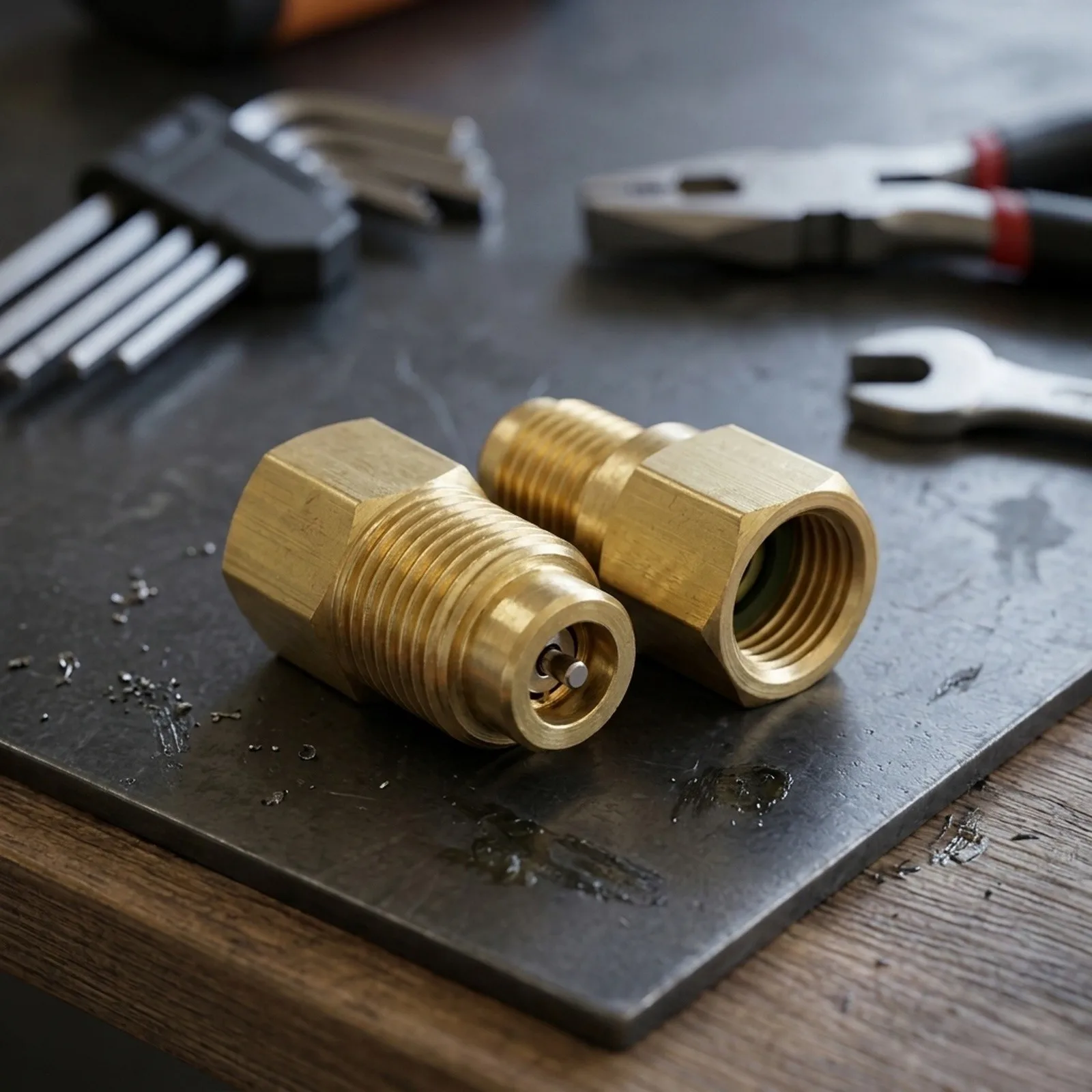 New Practical Quality for r1234yf Adapter R134a R22 1/2” for acme for lh 2 Pcs Charging Removable Solid Brass Tools