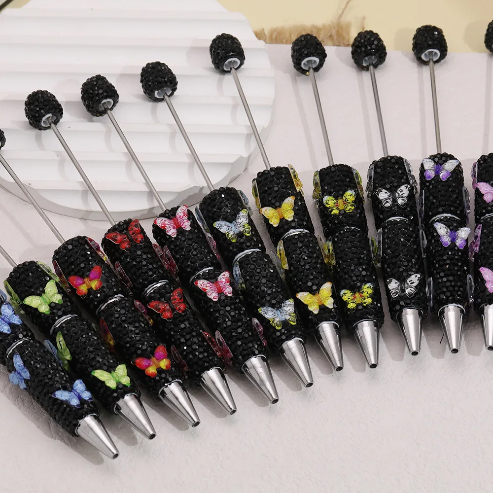 

50 шт., креативная шариковая ручка из бисера, блестящие ручки с бриллиантами, бисерные ручки со стразами и бантом для письма, школы, офиса, подарочные ручки