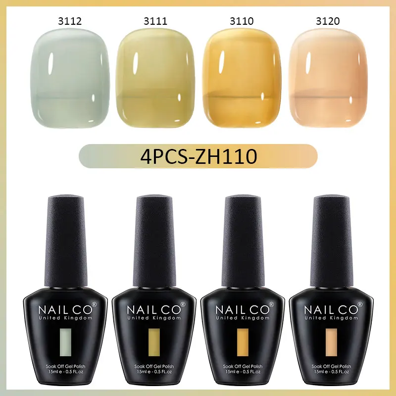 NAILCO 4pcs 15ml Automne Hiver Couleur Translucide Gel Vernis À Ongles Gelée UV Ongles Gel Polish Kit Esmalte Peinture Nail Art
