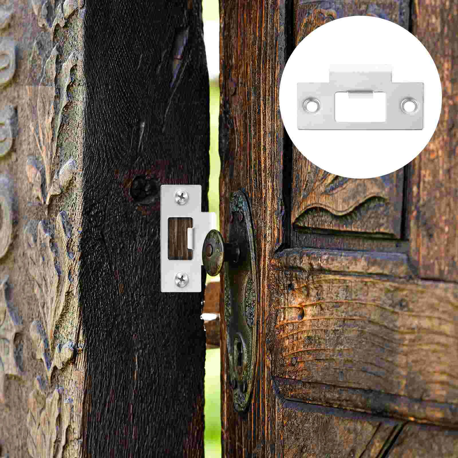 4 Pcs Lock Tongue Buckle Door Reinforcement Kit Front Locks Filler Board Stainless Steel Deadbolt Installation Child Knob Proof