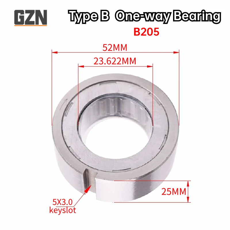 1PCS B205 Axle Diameter 23.622 Outer Diameter 52MM Thickness 25mm Cam Clutch Needle Roller One-way Bearing with Keyway