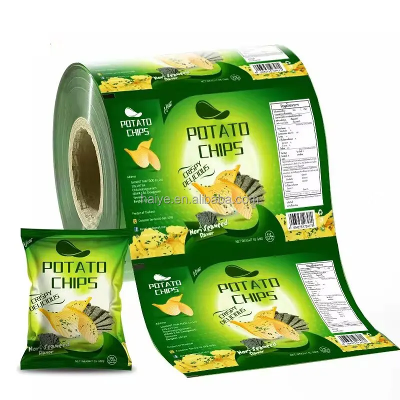 Custom Printed Aluminum Foil Food Packaging Film Plastic Laminated Sachet Packing Film Roll for Potato Chips