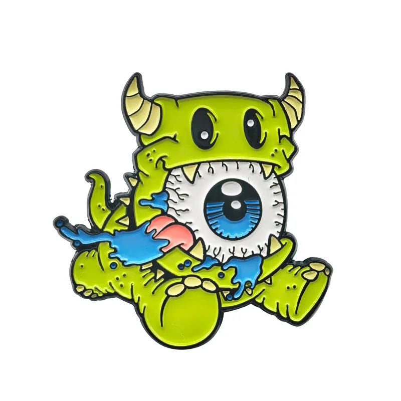 

Big-Eyed Kid Hairy Monster Metal Badge European and American Ins Style Personalized Backpack Brooch Pins Y2k Fashion Toys Anime