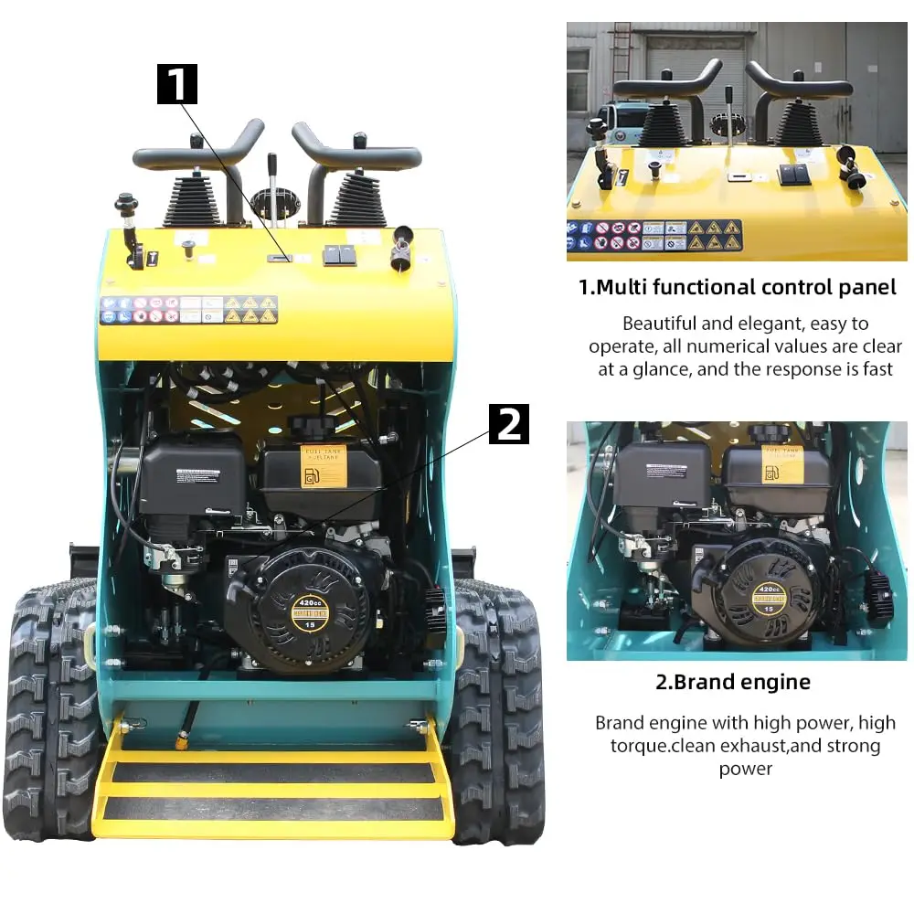 13.5HP Mini Skid Loader Steer Crawler Bucket EPA Engine USA For Digging, Bull-dozing, Augering, Trench-Grinding US Inventory
