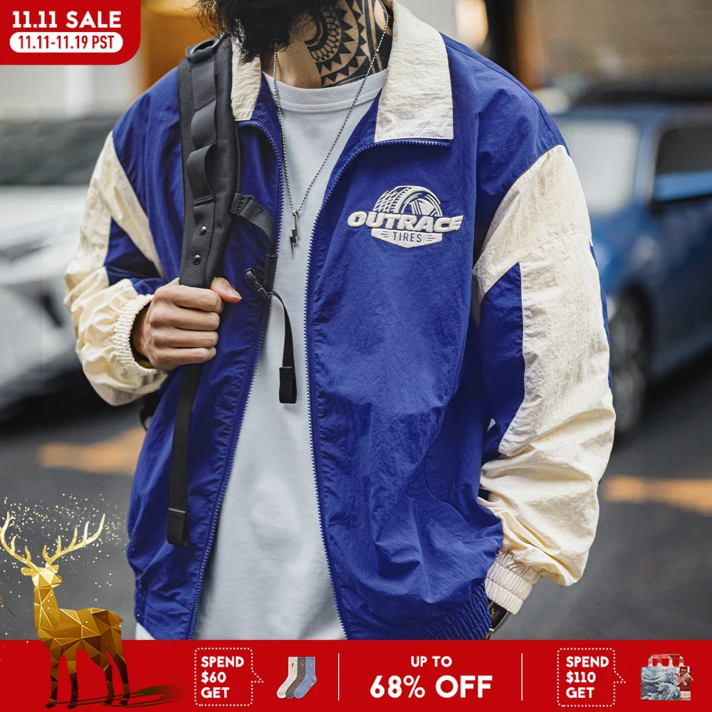 

Винтажная гоночная куртка Maden, мужская весенняя вышитая уличная мотоциклетная стильная верхняя одежда на молнии с лацканами, повседневные синие куртки