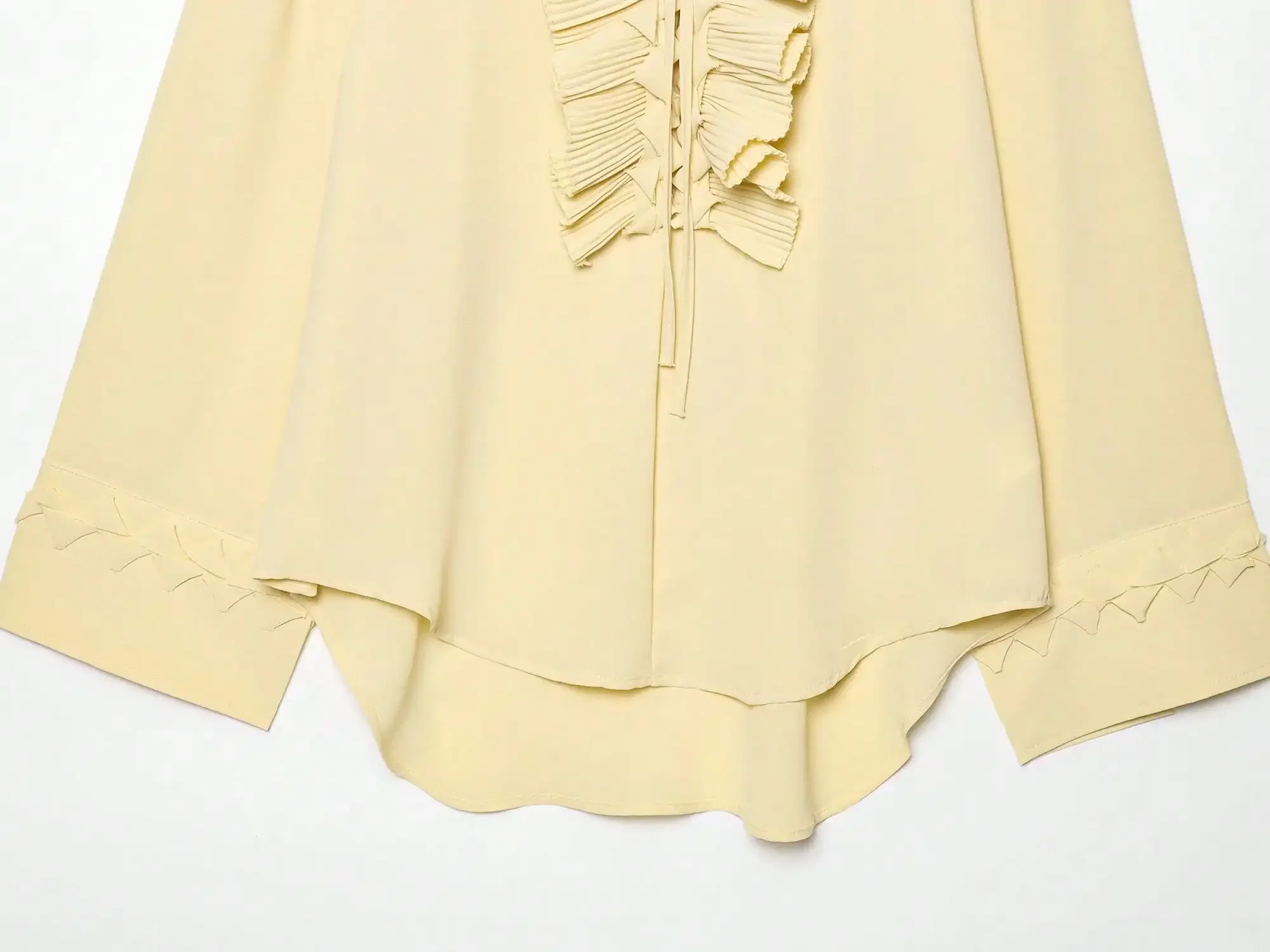 HH Damen Minimalistische Mehrfarbige Rüschenbluse Plissierte Büro-Arbeitskleidung Business-Hemden Lässige Tägliche Elegante Damenbluse Schickes Oberteil – Detail 10