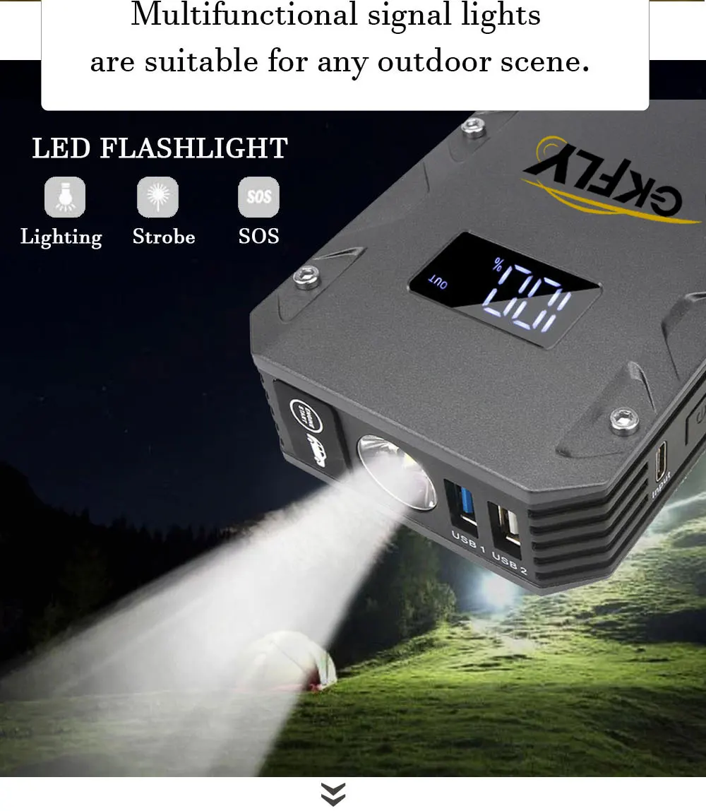 GKFLY 3000A Auto Starthilfe 12V Startgerät Power Bank Auto Batterie Booster Ladegerät Für Benzin Diesel Auto Starter – Detail 8