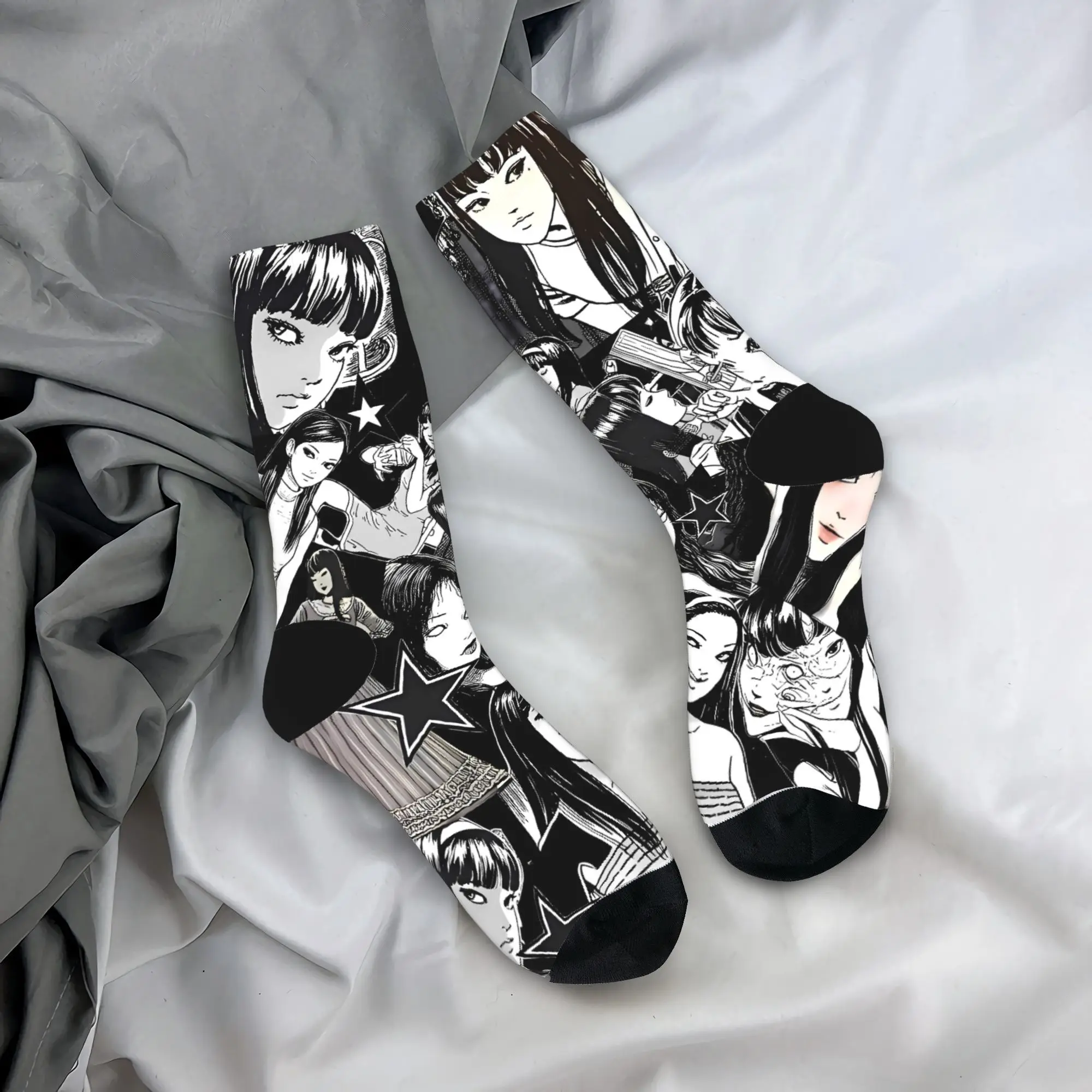 Tomie Junji Ito calcetines antibacterianos Unisex hombres suaves transpirables calcetines para deportes al aire libre primavera Vintage calcetines gráficos