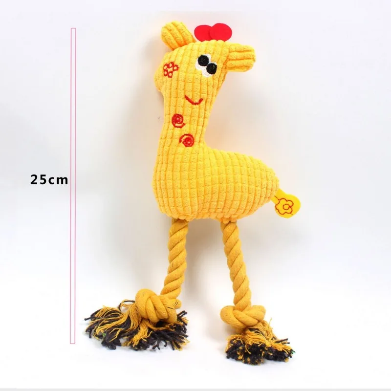 New Pet Toy Giraffe Shape Corduroy Dog Squeaky Toys Cotton Rope Puppy Cleaning Teeth Chew Toy Pet Training Dog Accessories