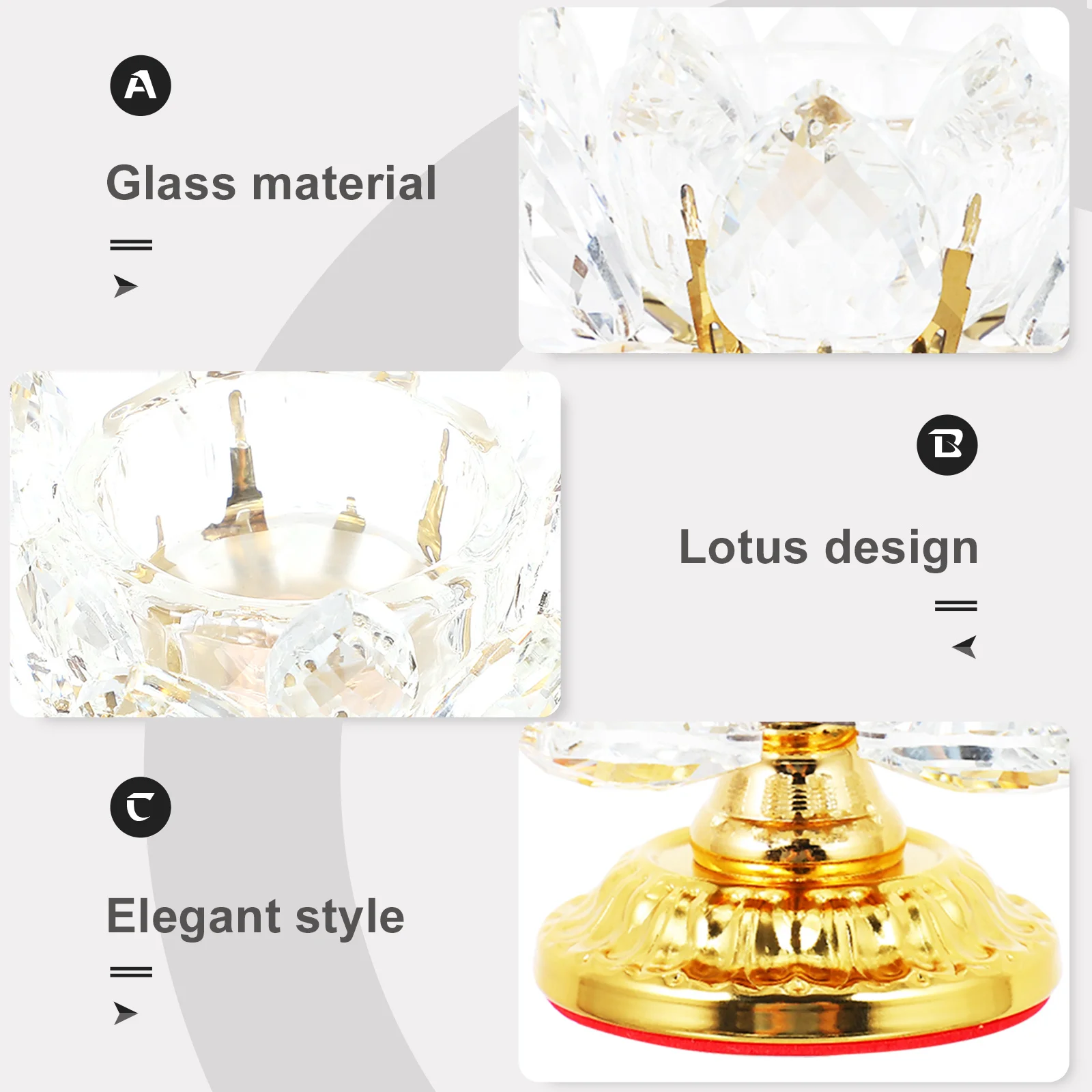 

Lotus Candlestick Crystal Copper Alloy Elegant Lotus Design Household Decoration Holder Home Candlestick