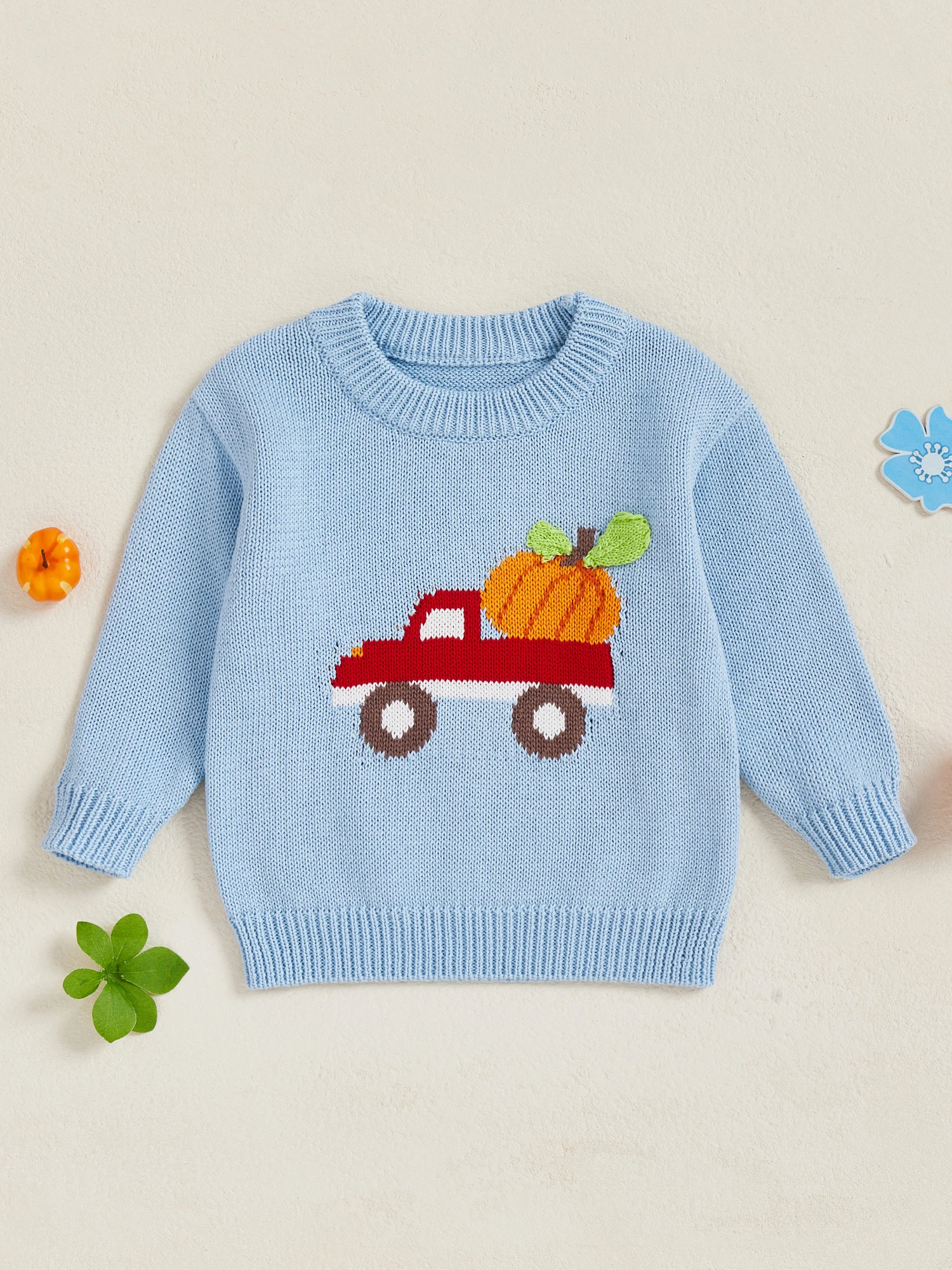 

Женский вязаный свитер на Хэллоуин с длинными рукавами и круглым вырезом с моторошным дизайном вышивки призраков, уютный пуловер