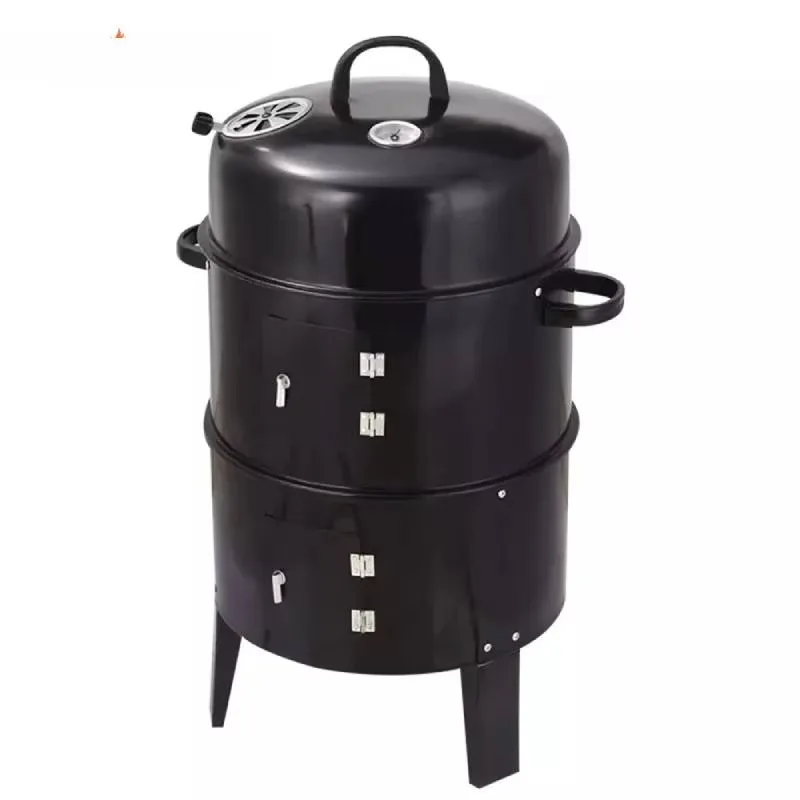 g3BBQ Grill Round Charcoal Stove Outdoor Bacon Portable 3 in 1 Barbecue Grills Double Deck Smoker Oven Camping Picnic Cooking To