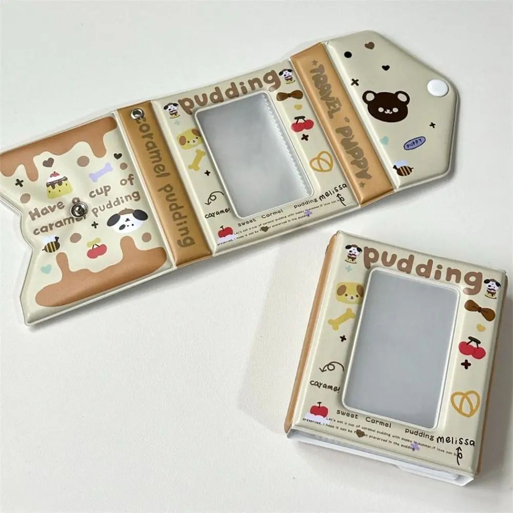 Cute Pudding puppy Card Album Love Bow PVC Idol Card Collect Book with 16 Internal Pages 3 Inch Mini Postcard Book