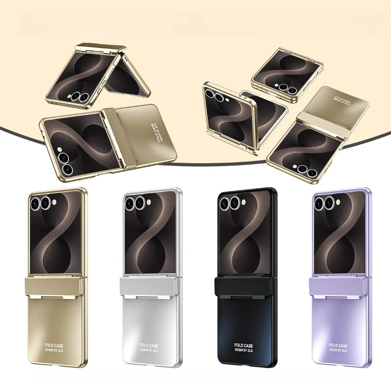

For Samsung Galaxy Z Flip 8 7 6 5 4 3 Case With Hinge Protection Electroplated Hard PC Protective Phone Covers Scratch Resistant