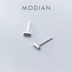 Modian Minimalism Cylindrical Stud Earrings 925 Sterling Silver Fashion Tiny Ear for Women Statement Jewelry Prevent Allergy