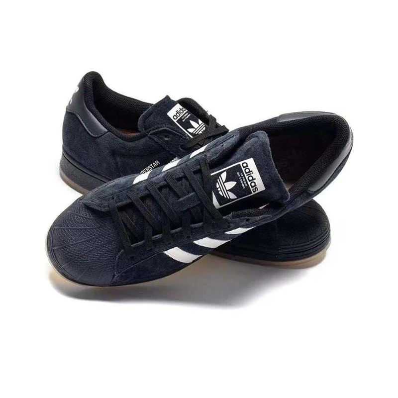 Adidas Origins SUPERSTAR round toe comfortable, wear-resistant, breathable low top board shoes for men and women in black