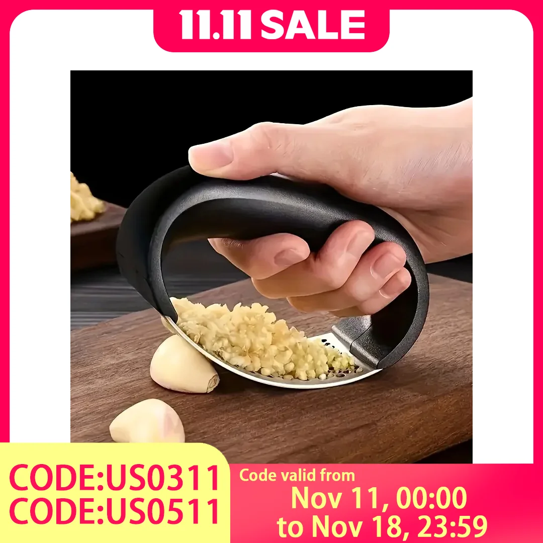 Пресс для чеснока из нержавеющей стали — металл и пластик, однопрессная конструкция, легко чистится, экономия усилий