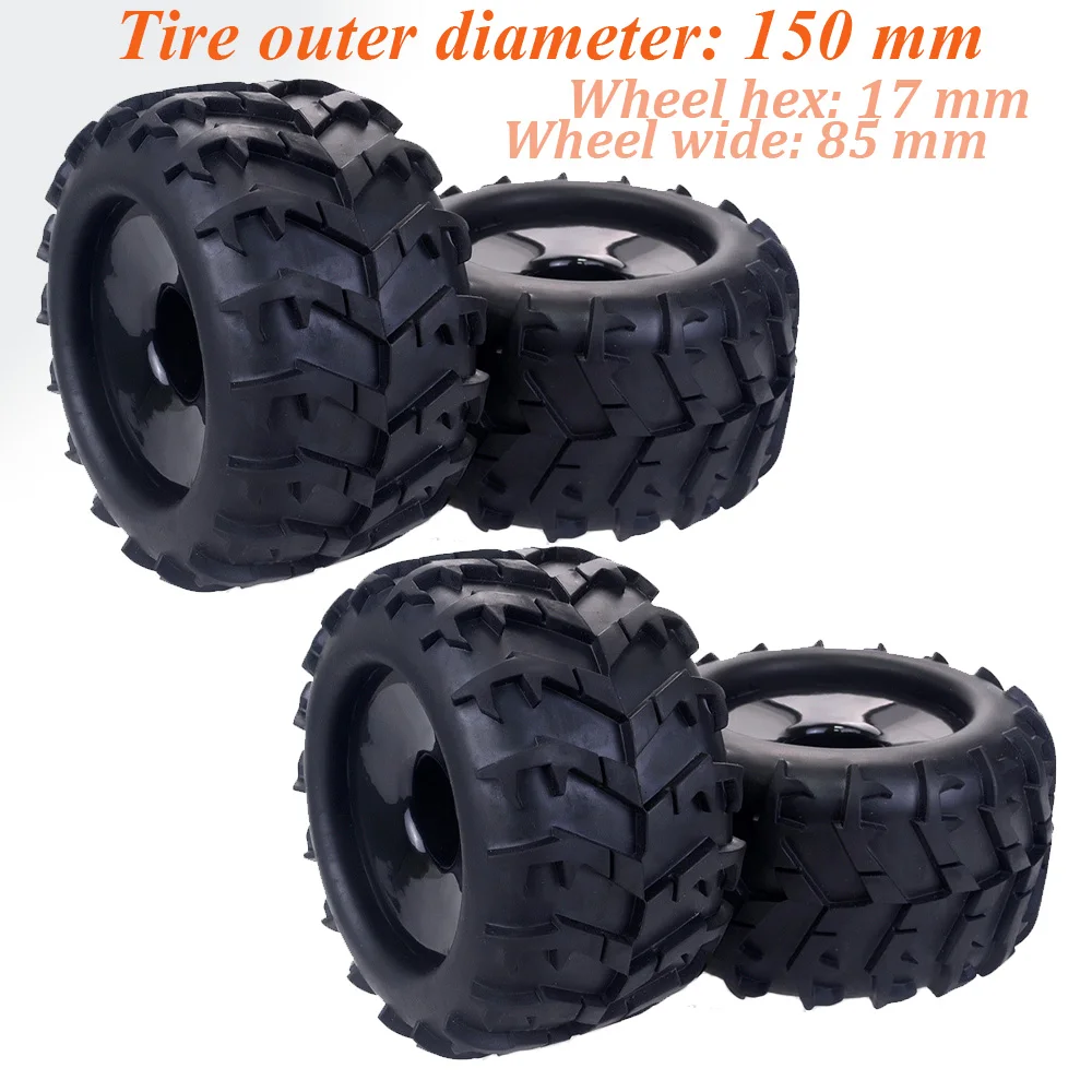 2/4PCS 150mm Rubber Tires Wheels 17mm Hex Hub Monster Truck Rock Wheels Buggy for 1/8 RC Car Traxxas HSP Arrma Wltoys