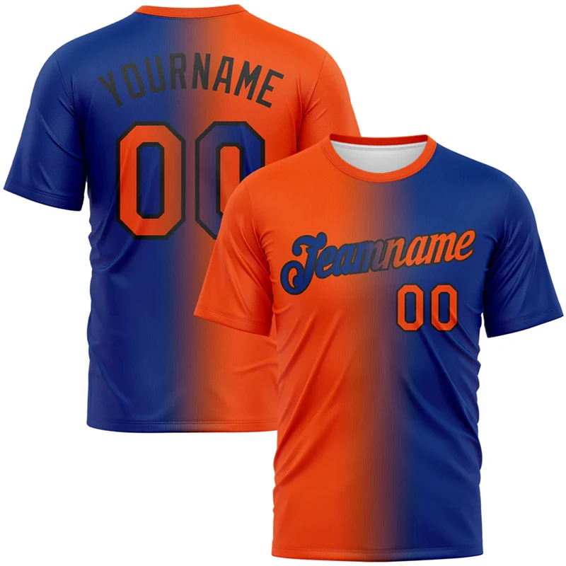 

Fashion Two-color Gradient Football T Shirts For Men Custom Name Team Name Number Sports T-shirts Trend Breathable Team Uniforms