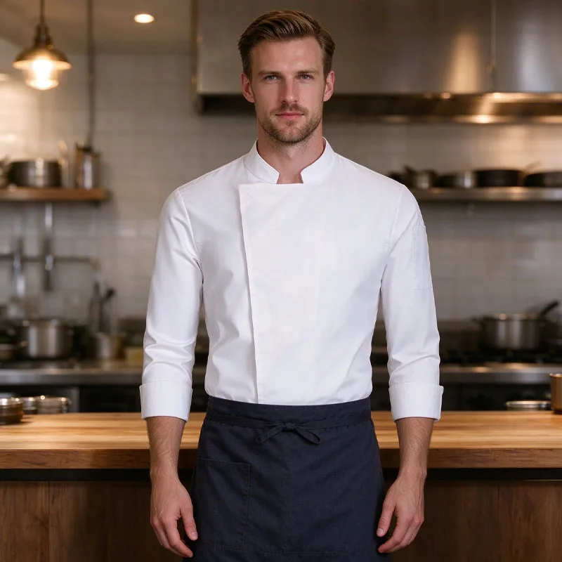 Pro Chef's Kitchen Work Coat Catering Cook Uniform for Food Service Hotel Restaurant Canteen Baking Cafe Household Cooking