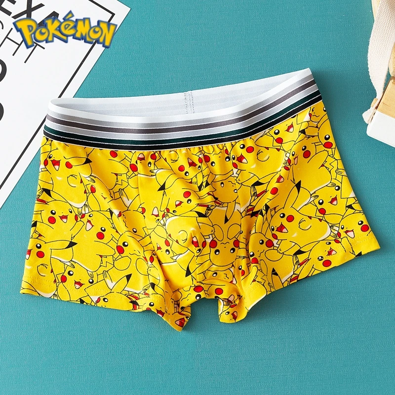 1Pcs Pokemon Pikachu Underwear Men Panties Anime Cartoon Boys Teenager Boxer Briefs Kawaii Cosplay Male Cotton Underwear Gifts