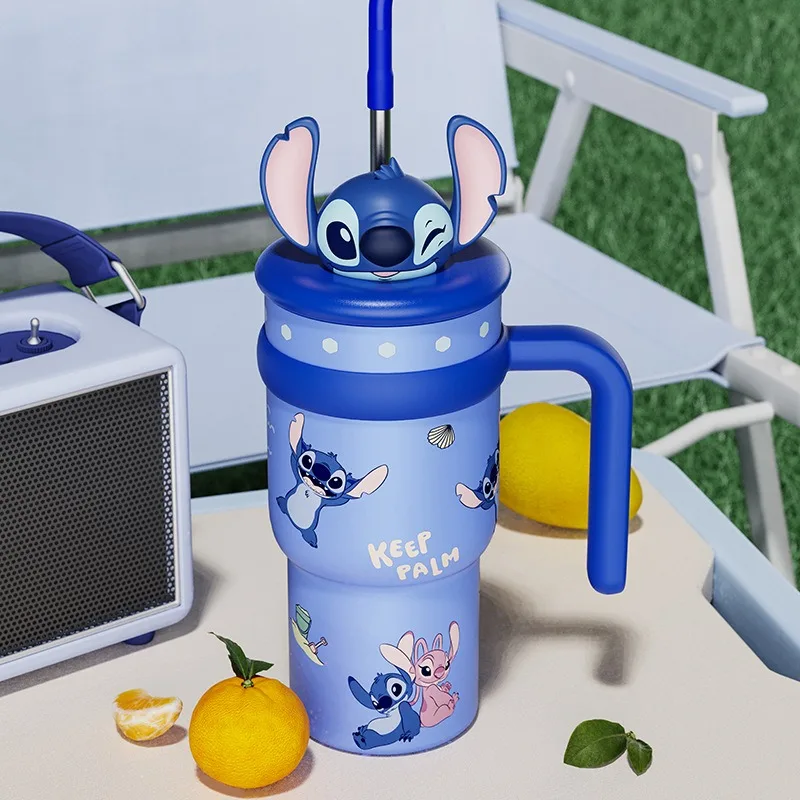 X&W Cartoon Thermos Cup Disney 700ML Stainless Steel Keep Cold and Hot Stitch Lotso Coffee Cup with Straw Portable Car Water Cup view 4