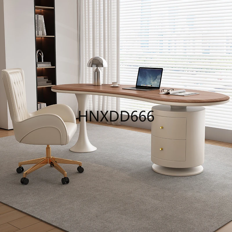 Escritorio de computadora de estudio en casa de oficina de madera maciza integrado