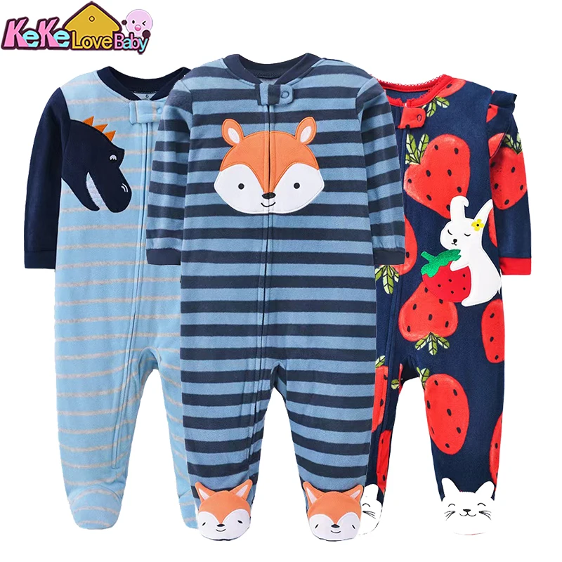 Baby Pajamas Spring Autumn Rompers Boy Girl Clothes Zipper Fleece Newborn Infants One Piece Overalls Animal Jumpsuit 0-12 Months