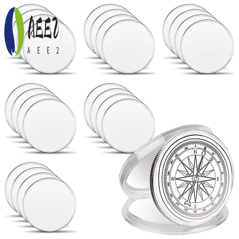 

AEE2-25 шт., 40 мм, пустая монета-вызов с резьбой, 40 мм, с акриловой защитной коробкой, персонализированная вручную монета для рукоделия «сделай сам»