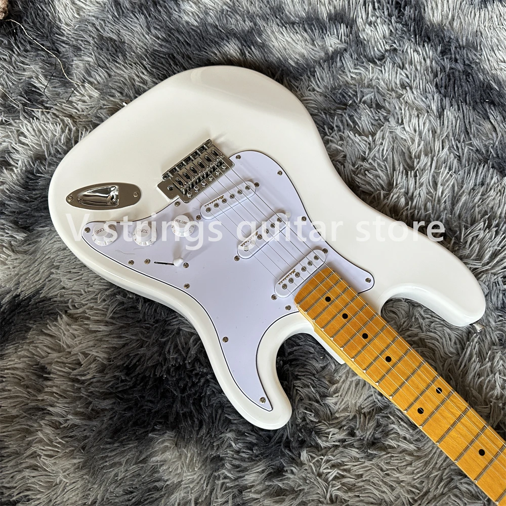 Penjualan laris gitar listrik putih leher maple fingerboard chrome hardware dalam stok guitarra pengiriman cepat