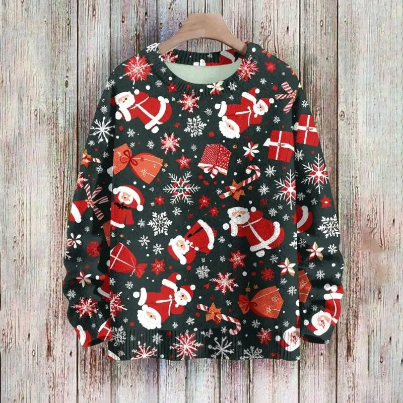 39BB navideño manga larga para mujer Sudadera con estampado navideño en