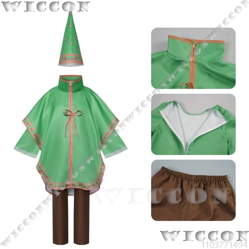 

Green Magic Robe Game Yap Cosplay Magical Costume Yap Coat Shirt Pant Hat Bowtie Full Set Children Clothes Halloween Cos Party