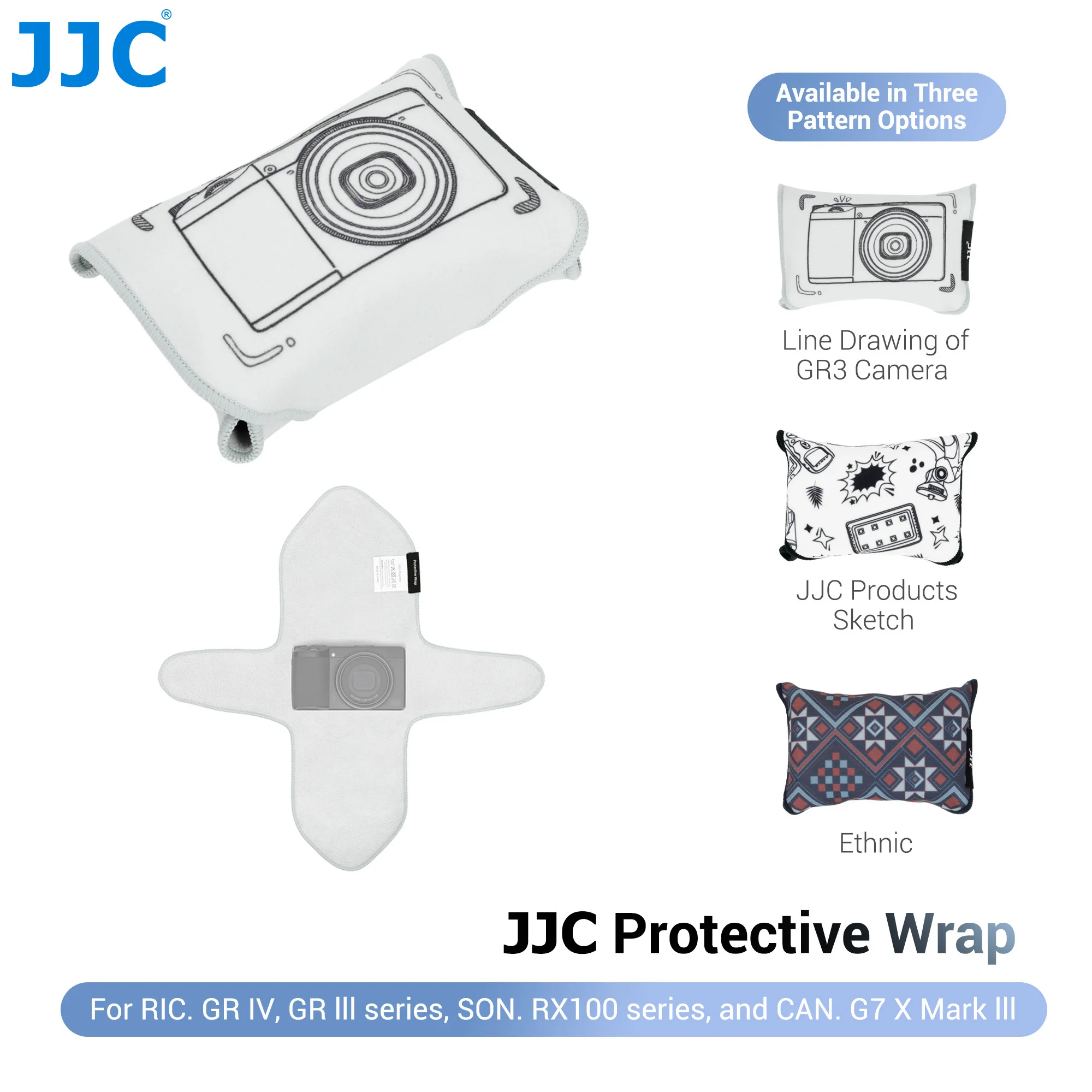 JJC Folding Cloth Self-adhesive Protective Wrap For Ricoh GR IV HDF GRIV GR4 GR IV Monochrome GR3x GR3 HDF GR IIIx GR III HDF