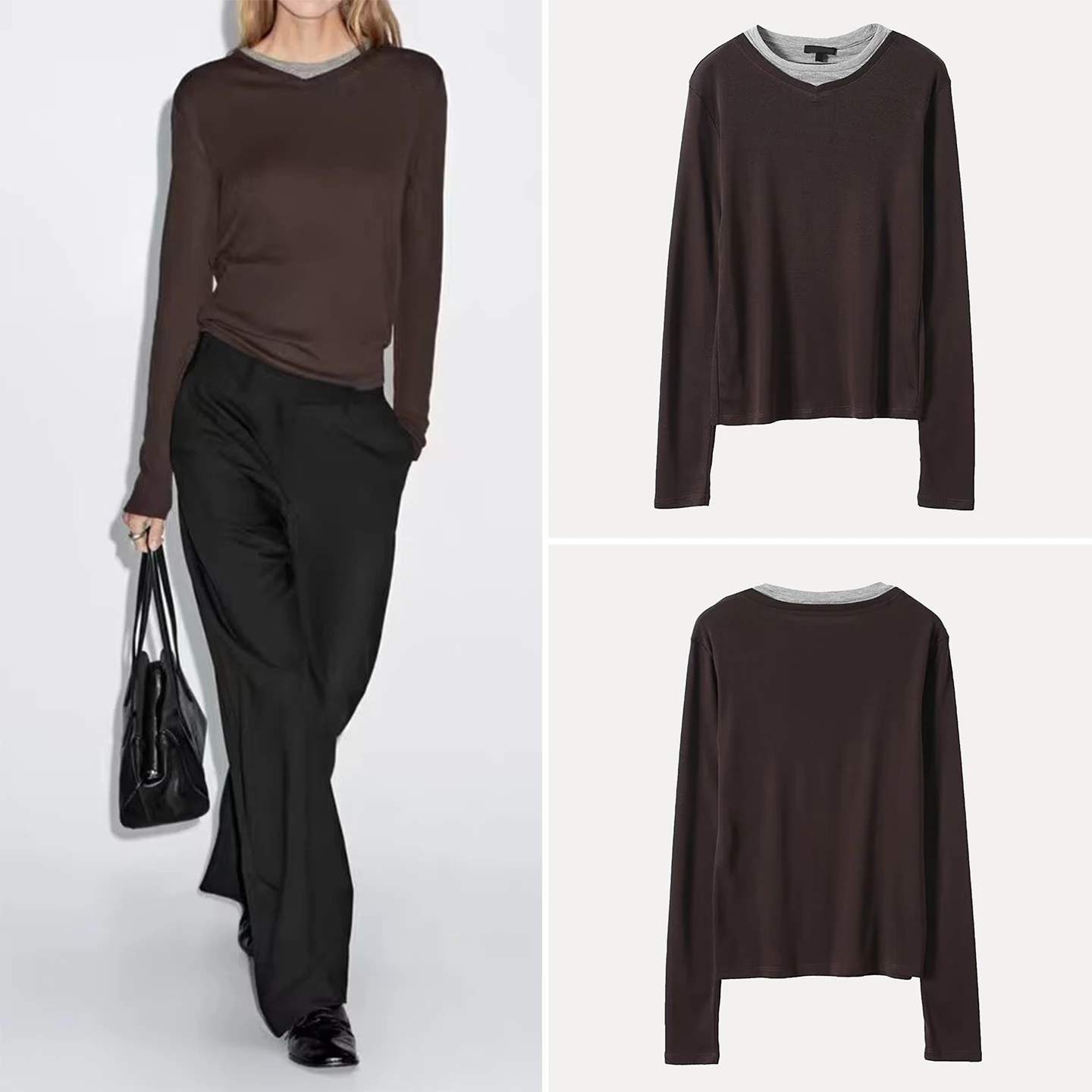 

Облегающая круглая футболка Ne Long Sve, женская внутренняя одежда, двухслойная основа irt European Sle Faion Ladies Premium 2025...