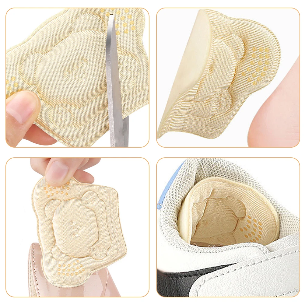 

4 Pairs Heel Pads for Shoes High Heels Cushions Inserts Back Protectors Comfortable Breathable Material Cartoon Bear Design