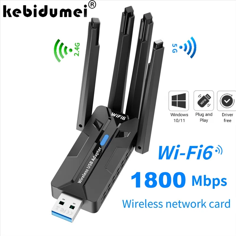 

AX1800 Wireless Network Card 1800Mbps WiFi6 USB Adapter Dual Band 2.4/5Ghz USB 3.0 Dongle Wireless LAN Receiver for Win10/11
