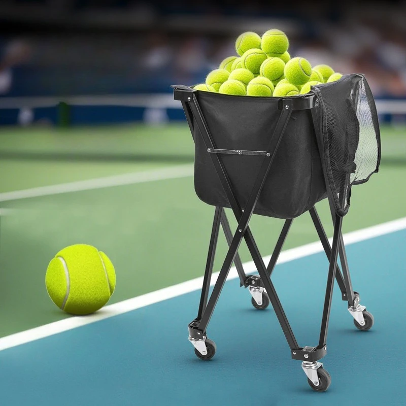 

Foldable Tennis Storage Cart Professional Aluminum Alloy Tennis Cart Large Capacity Ball Coach Car Portable Sports Accessories