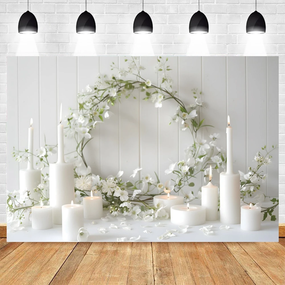 Wedding Portrait Backdrop Indoor White Circle Floral Birthday Decor Maternity Dresses Photoshoot Photo Background Photo Studio