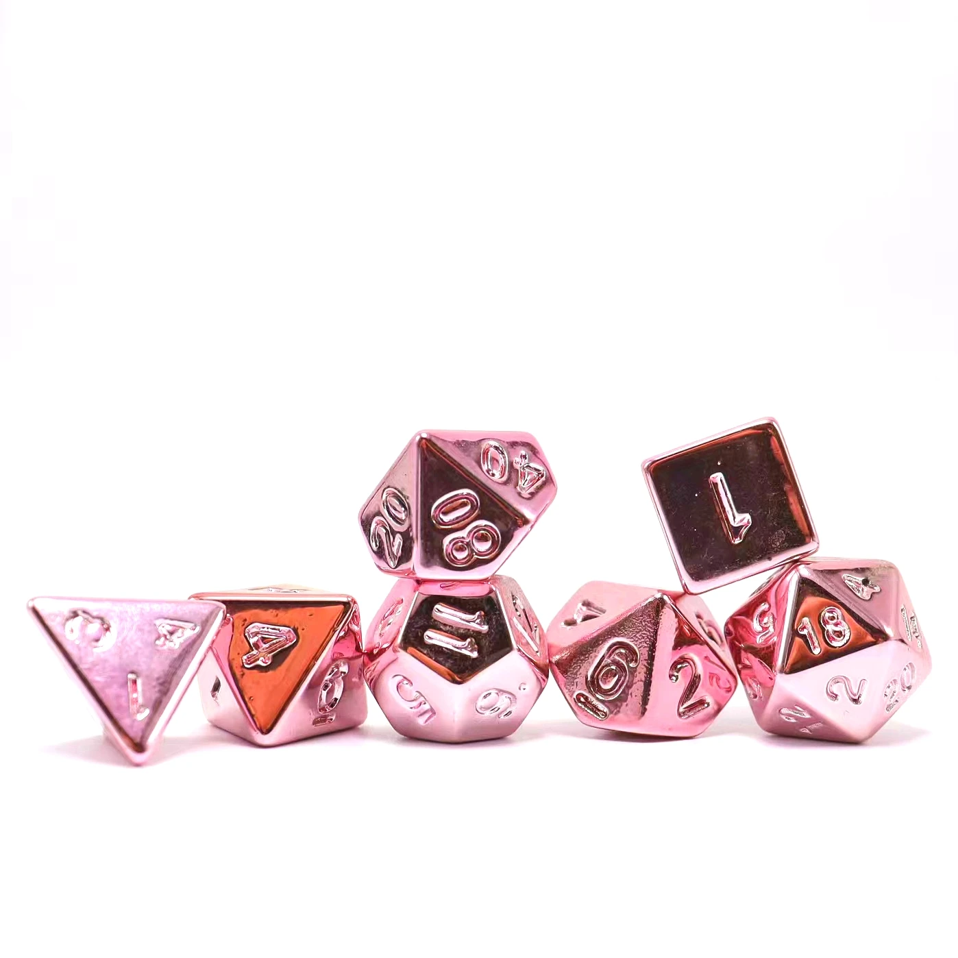 7 Piece Plated Pink For DND Dice Set Polyhedral Tabletop Game Dice Role-Playing RPG Dice