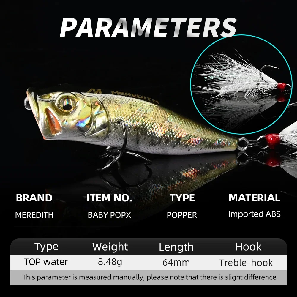 MEREDITH Topwater Popper 8,48 g 64 mm schwimmende Rock Pop künstliche harte Köder für Barsche Angelköder auf Barsch und Hecht 64 mm schwimmende Rock Pop künstliche harte Köder für Barsch- und Hecht-Angelköder Popper 8,48 g, 64 mm, schwimmend, Rock Pop, künstliche Hartköder für Barsch, Barsch, Hecht, Angelköder data-src=