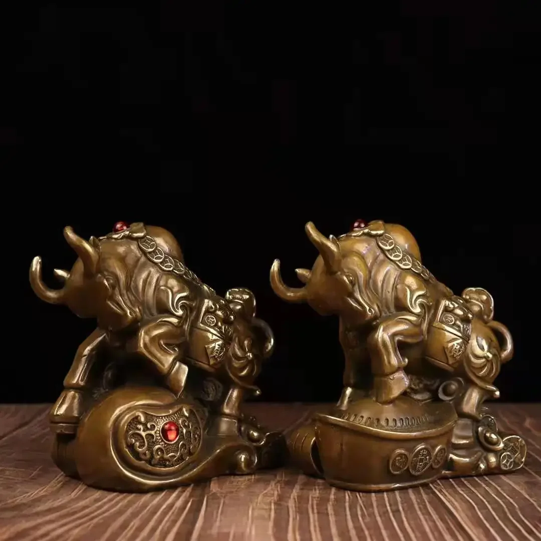 

Copper Animal Cow Ornaments Yuanbao Cattle Breath of Wealth Bull Home Desktop Decoration Crafts