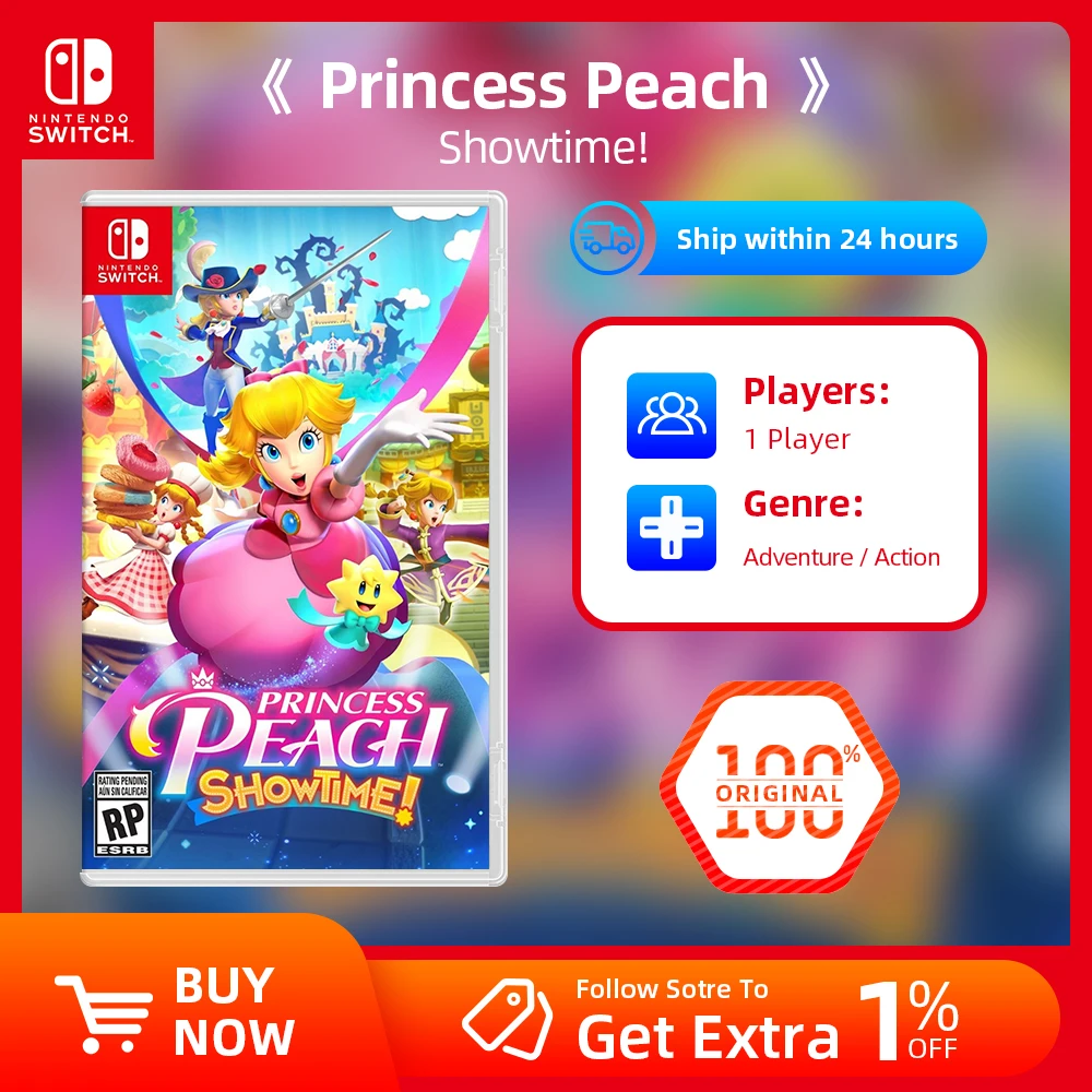 Nintendo Switch Princess Peach : Showtime!  TV Tabletop Handheld Play Modes Genre Platformer Action for Switch OLED Lite Console