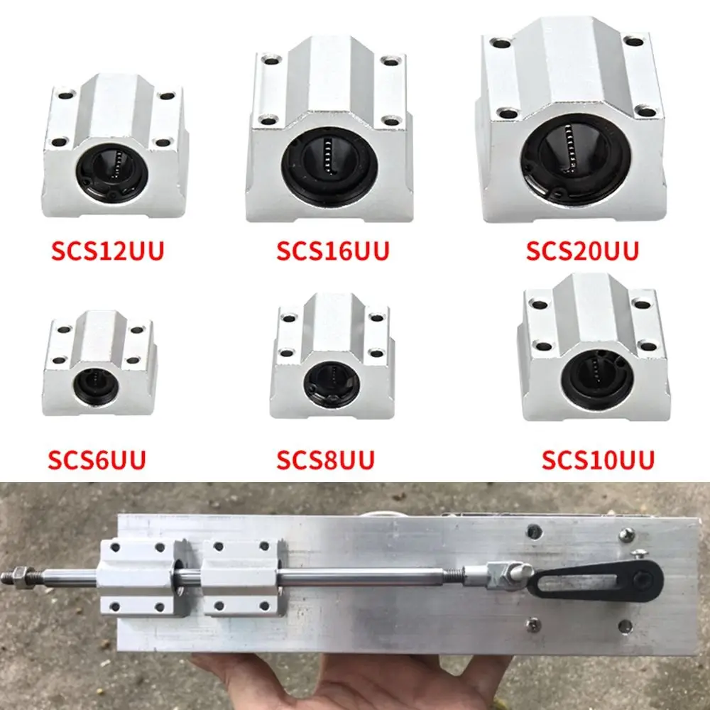 SCS8UU SCS10UU SCS12UU Linear Ball Bearing SCS16UU SCS20UU CNC Router Slide Bushing Block Lightweight Aluminium Guild Rail Shaft