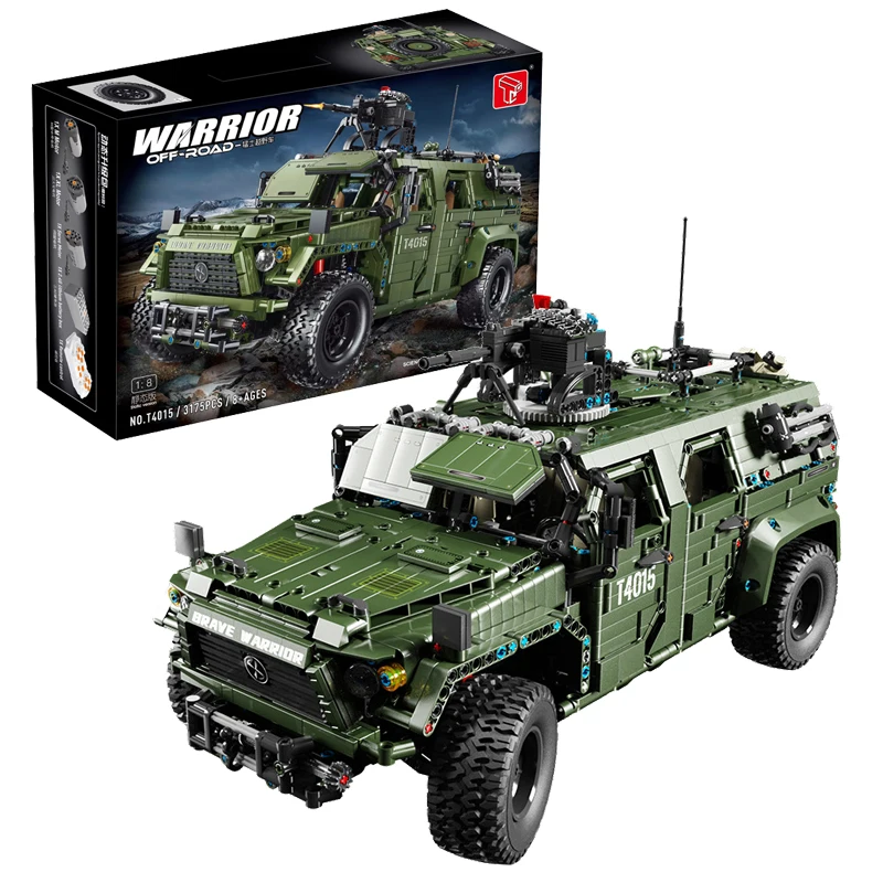 

3175 шт., военные строительные блоки для внедорожников, модель MOC, идея, автомобиль, грузовик, кирпичи, сборка игрушек для мальчиков, подарочный набор на день рождения