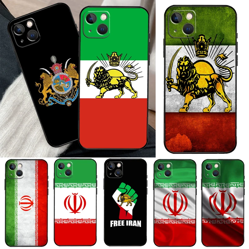 Iran Flag Phone Case For iPhone 11 12 13 14 15 16 Pro Max Mini X XR XS Max Plus Cover Funda