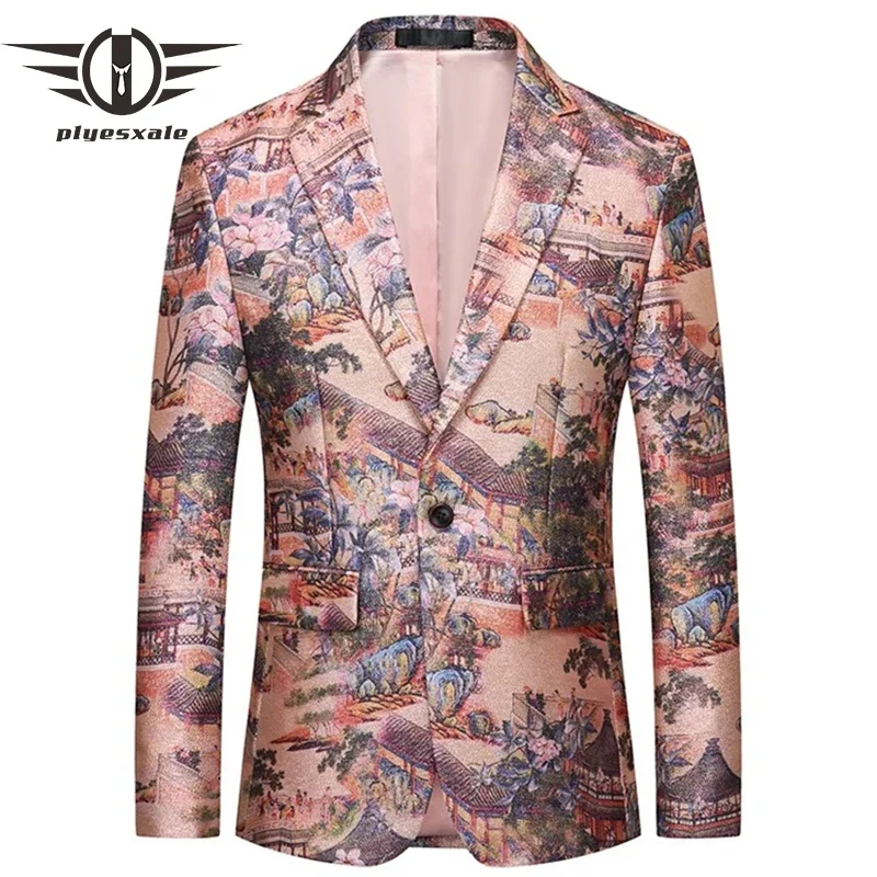 

Chinese Style Men Blazer Slim Fit Mens Casual Blazer Jacket High Quality Host Stage Costumes Terno Masculino Pluz Size 6XL Q1531