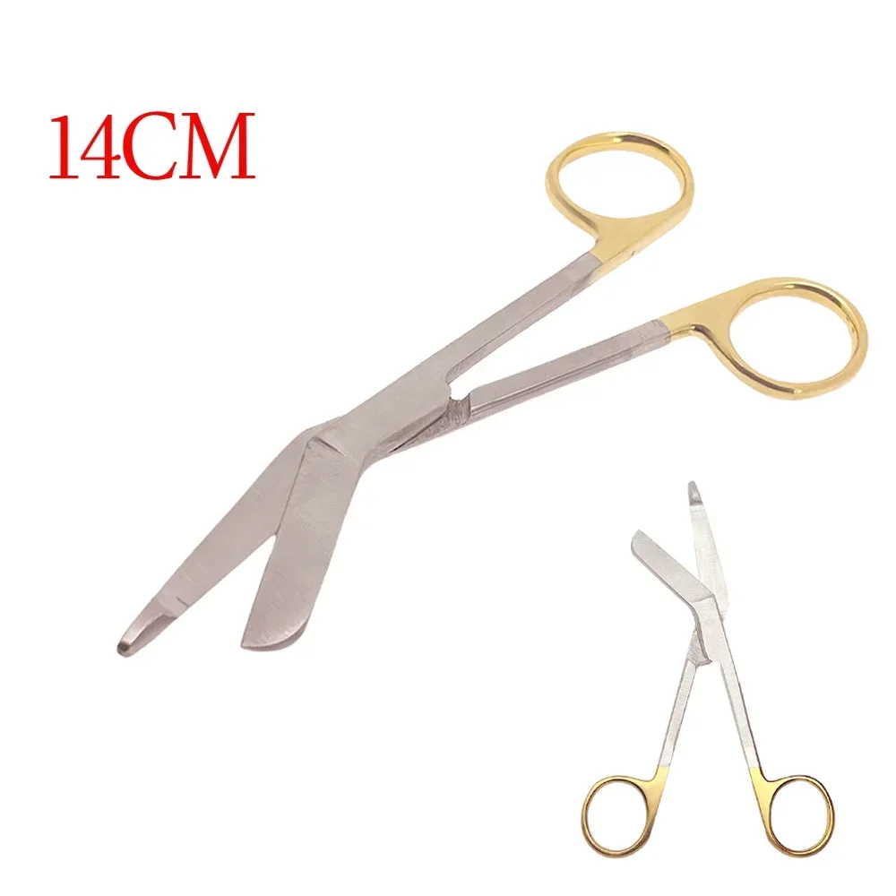

14Cm Stainless Steel Nursing Lister Bandage Gauze Scissors Golden Handle Surgical Scissors Dentist Tools