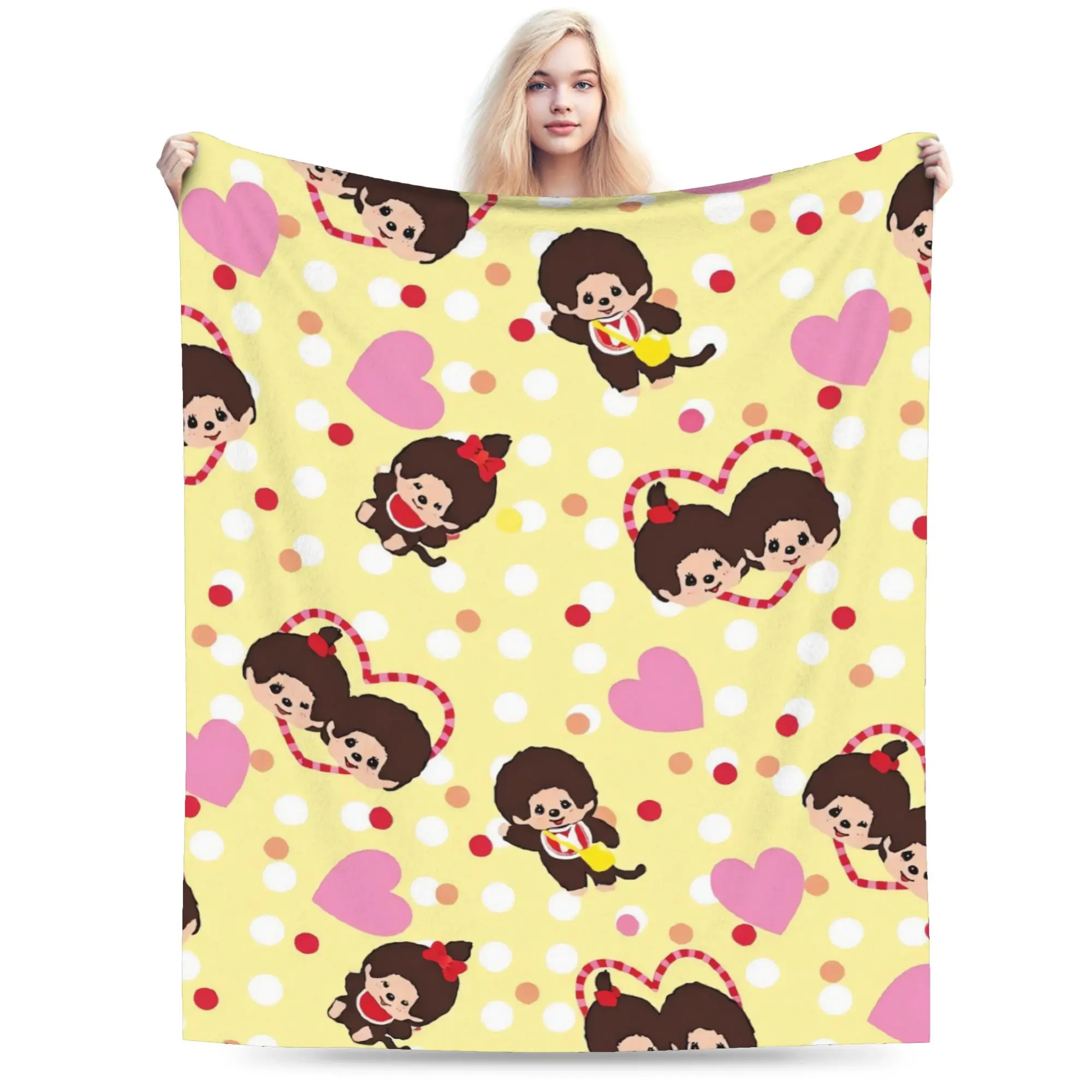 Pumpkin Star Blankets Quality Soft M-Monchhichis Throw Blanket Winter Boy Girl Couch Chair Sofa Bed Street Trend Bedspread