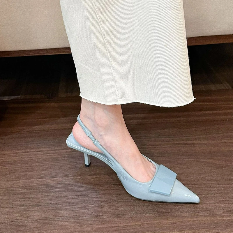 Women's Sandals Pointed Toe High Heels Fashion Square Buckle Sandals Office Singbacks shoes Party Pumps Desiger Slip on Sandals image 2